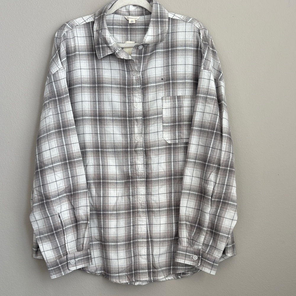 Aeropostale Relaxed Light Flannel Plaid Shirt Long Sleeve #5054 Size XL NWT - Picture 2 of 10